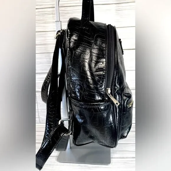 065- Juicy Couture Black Patten Leather Small Backpack - Picture 5 of 11